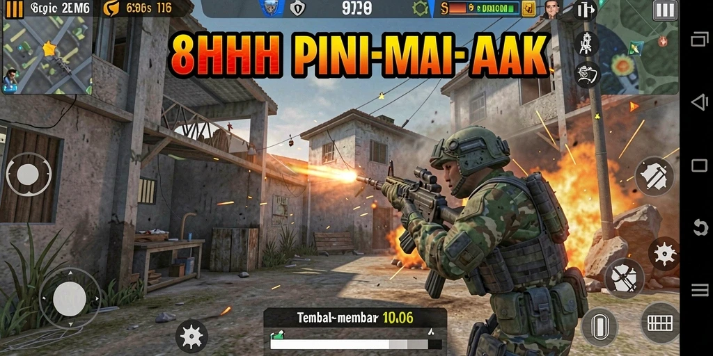Tangkapan layar menampilkan aksi tembak-menembak seru di 8HHH.