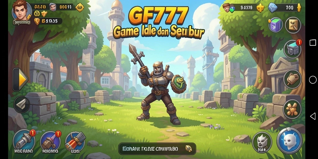 Tangkapan layar utama GF777 menunjukkan dinamika gameplay Idle yang seru.