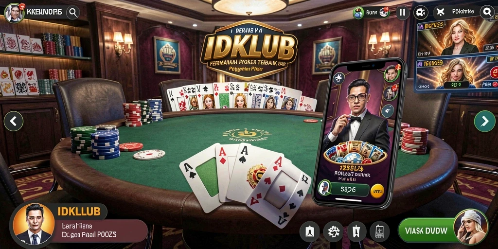 Tampilan gameplay poker yang mendebarkan di IDKLUB.
