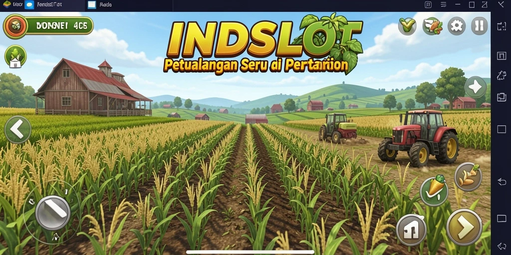 Tampilan gameplay INDSLOT yang menampilkan ladang subur.