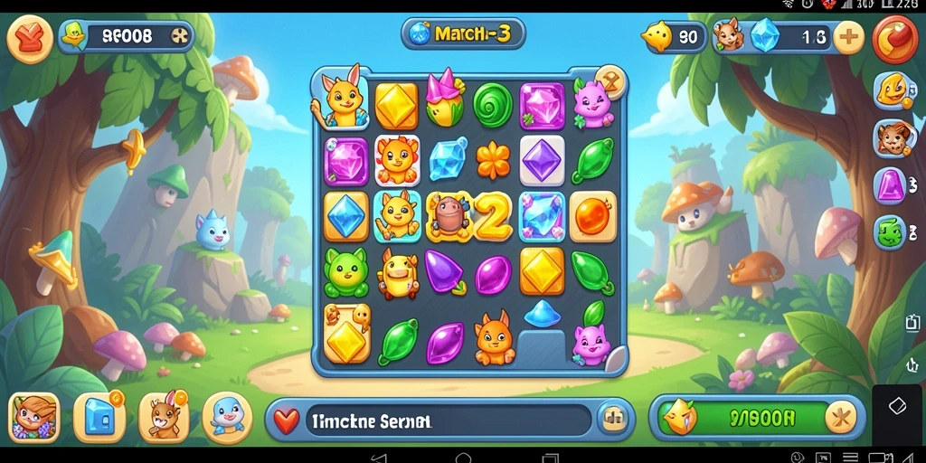 Tampilan seru gameplay MPO08 dengan tantangan Match-3 yang menakjubkan.