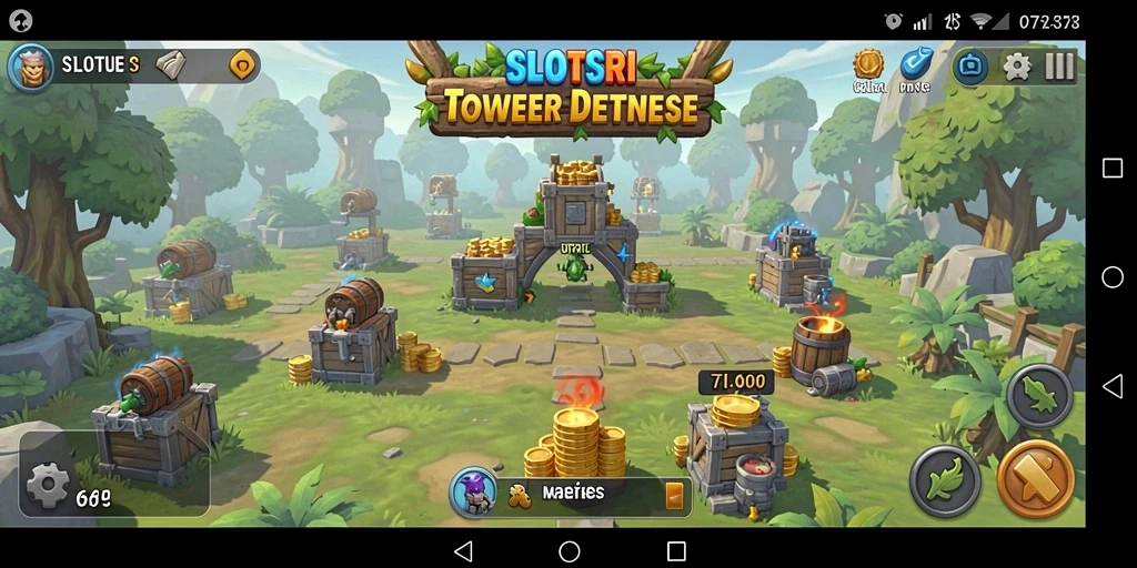 Tampilan menarik dari gameplay Tower Defense di SLOTSRI.